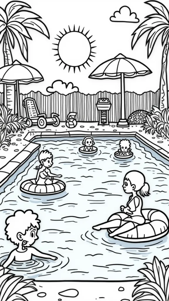 coloriages de fête de piscine